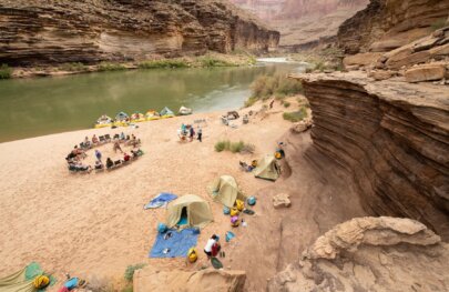 A camp during an OARS rafting trip in Grand Canyon
