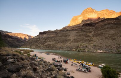 A camp along the Colorado River in Grand Canyon