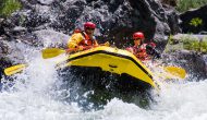 Group of rafters on California's Merced River