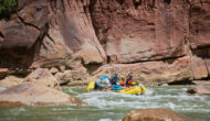 Group rafting the Green River through the Gates of Lodore.