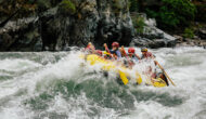 Group whitewater rafting.