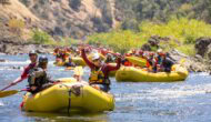 OARS guides lead a river guide school rafting trip on the American River