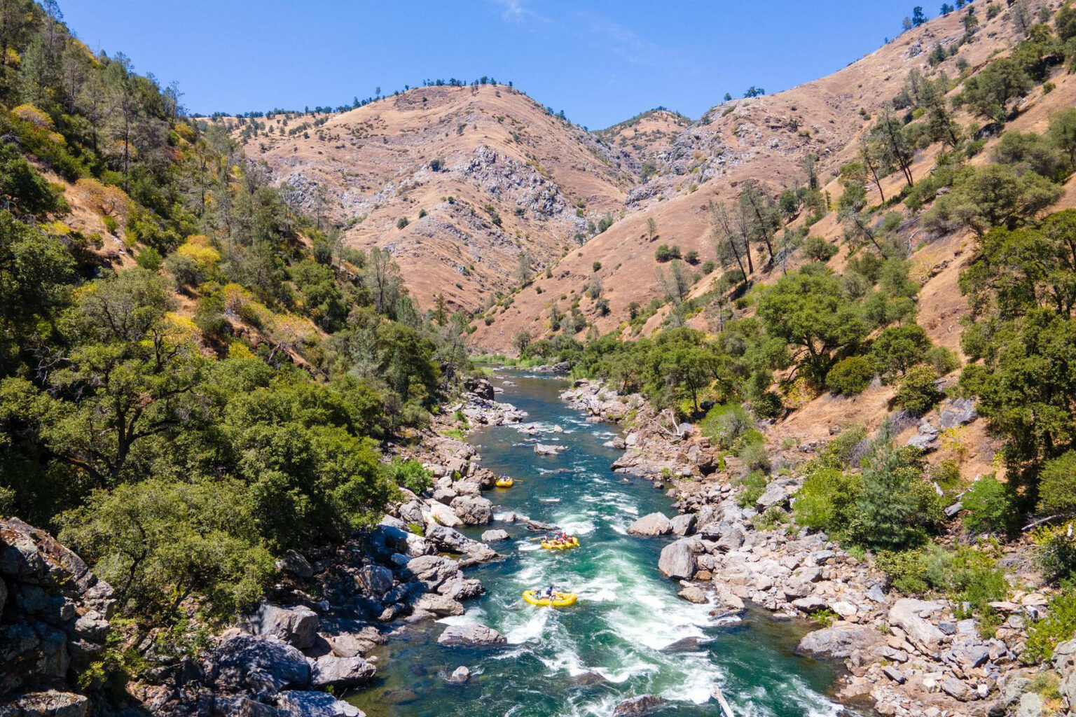 Aerial view of the Wild & Scenic Tuolumne River near Yosemite
